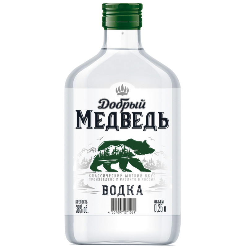 Изображение товара Водка Добрый медведь 38%, 250мл