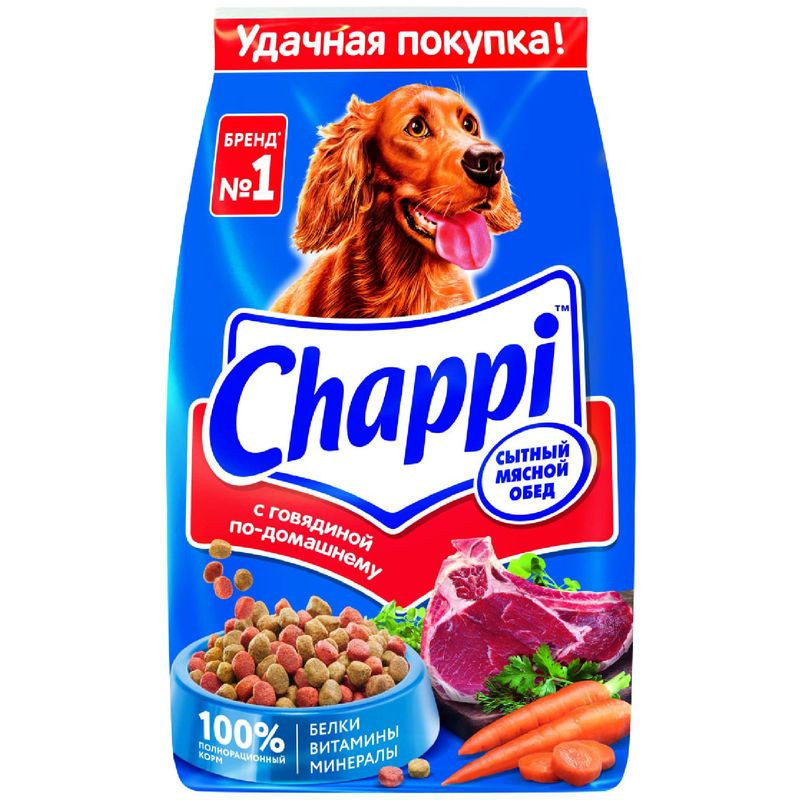 Изображение товара Сухой корм Chappi для собак сытный мясной обед с говядиной 2.5 кг