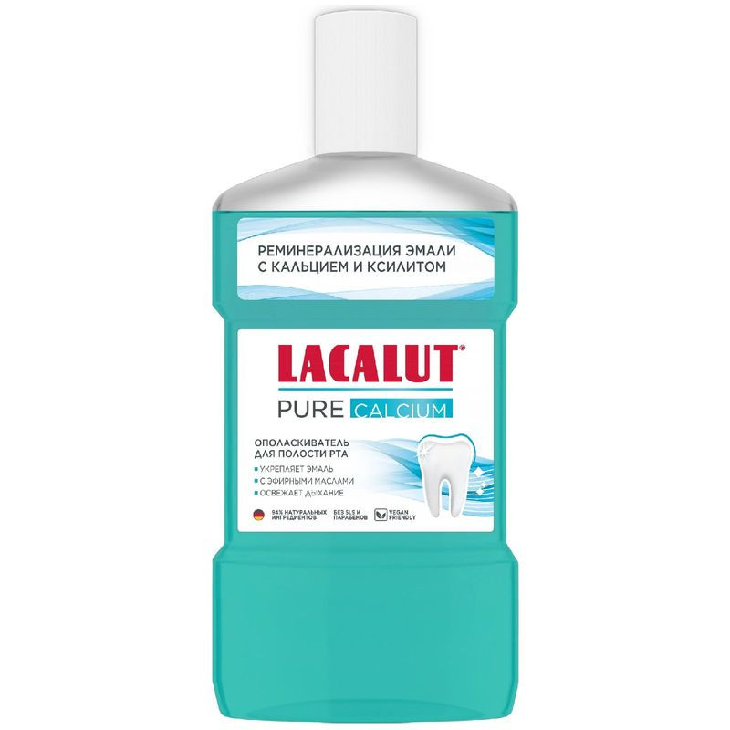 Изображение товара Ополаскиватель для полости рта Lacalut Pure Calcium 475 мл укрепление эмали и свежесть дыхания