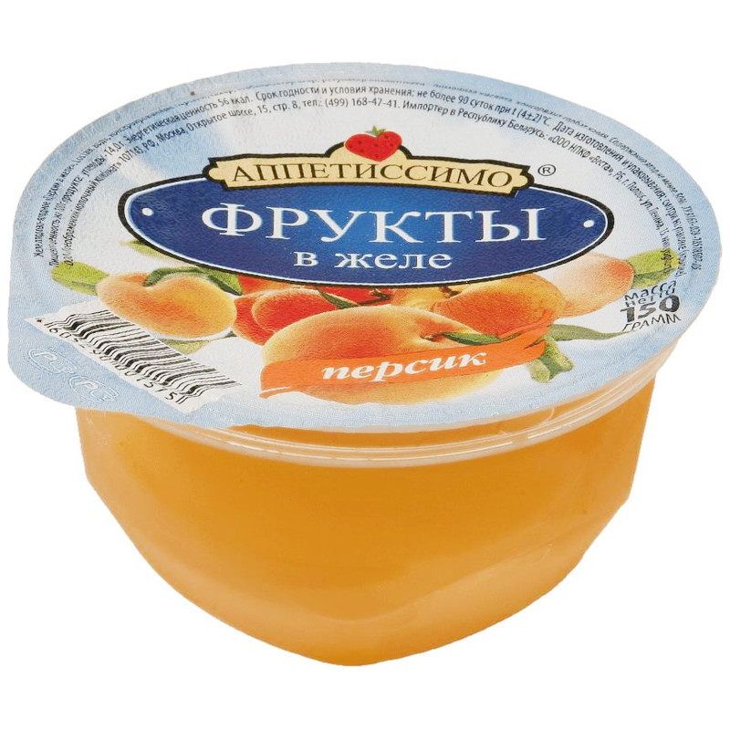 Изображение товара Желе Аппетиссимо Персик В Желе плодово-ягодное, 150г