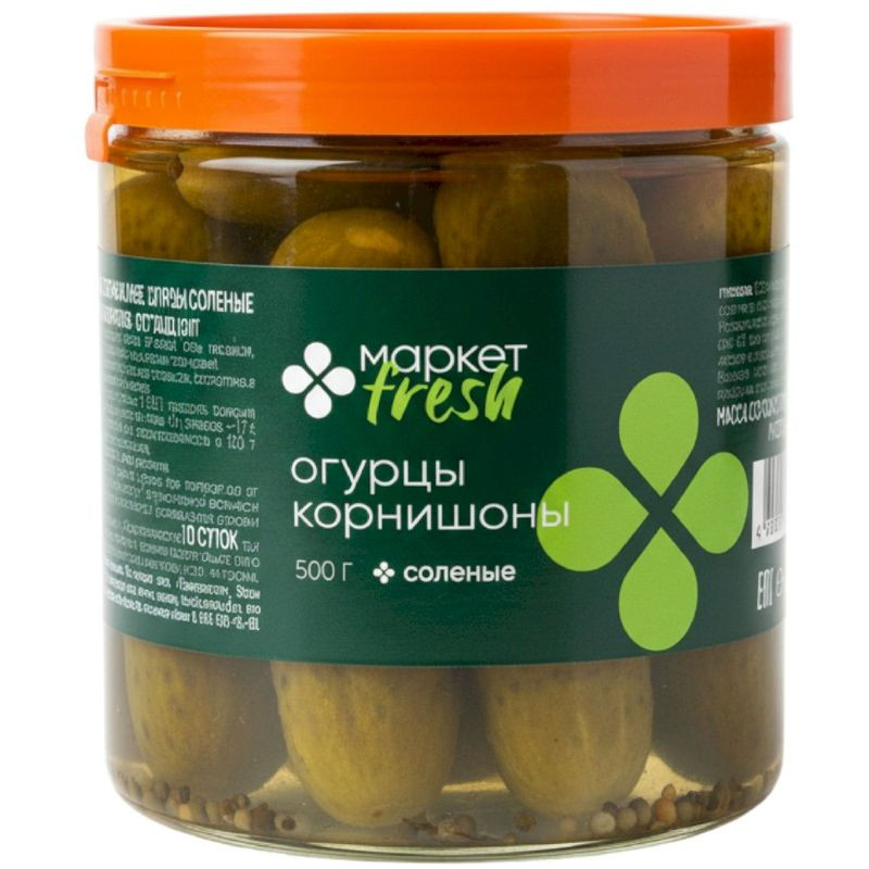 Изображение товара Огурцы корнишоны солёные острые Маркет Перекрёсток 500г