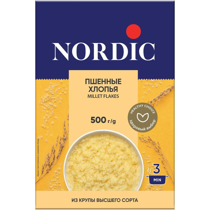 Изображение товара Пшенные хлопья Nordic 500г быстрое и полезное питание для завтрака