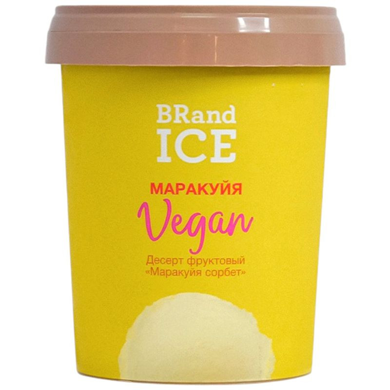 Изображение товара Десерт Brand Ice Маракуя Сорбет фруктовый, 380 г - фруктовый лед без жиров