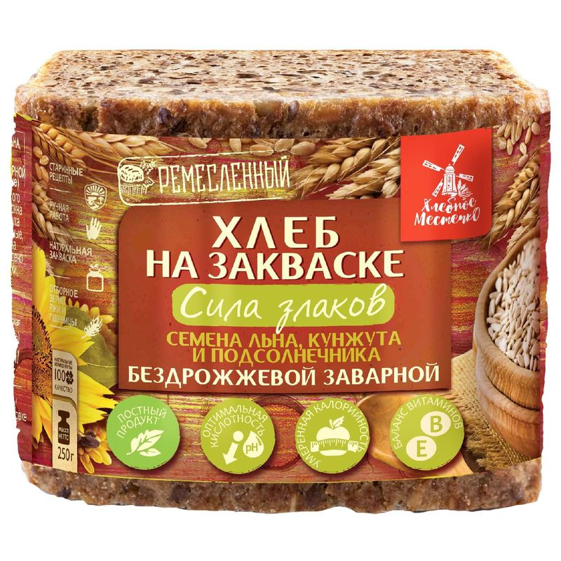 Изображение товара Хлебное Местечко Сила злаков 250г натуральный хлеб с злаками