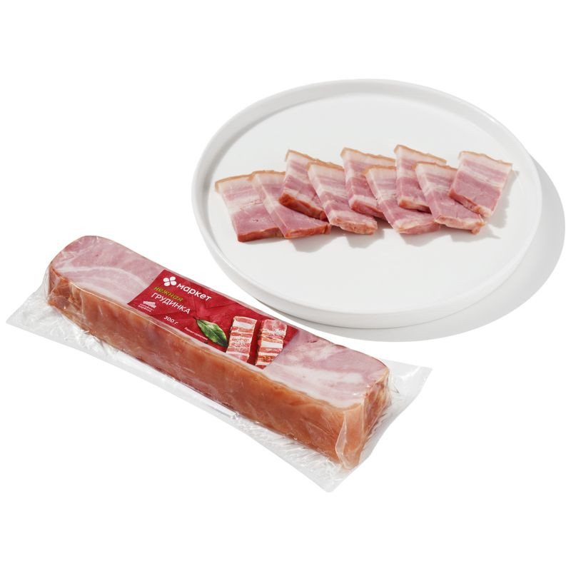 Изображение товара Копчёно-варёная грудинка из свинины 300г от Маркет